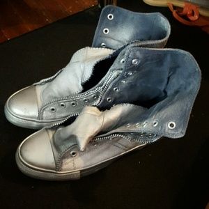 Silver Painted Levi Hi Top Sneakers