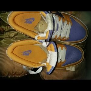 Nike low top nylon and leather yellowish orange