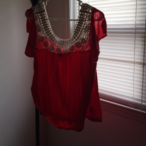 Super cute orange lace shirt!