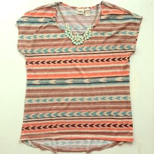 Aztec Print Draped Blouse