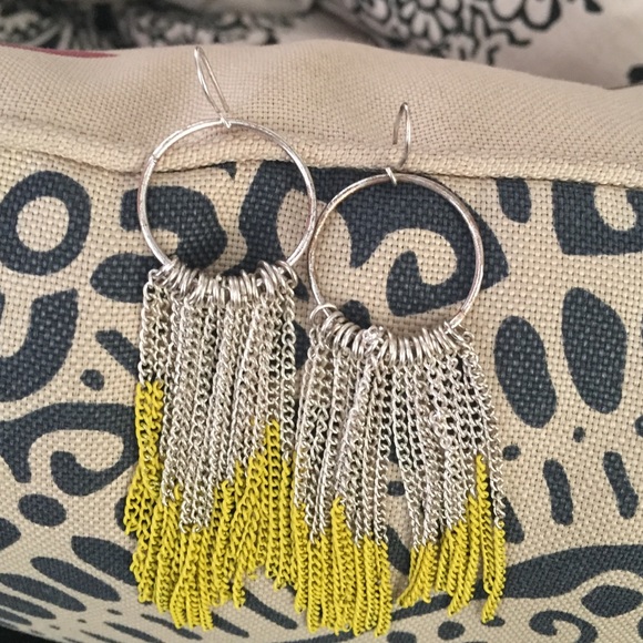 Silver chain earrings.