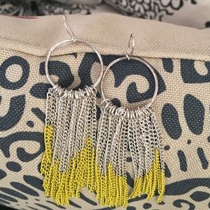 Silver chain earrings.