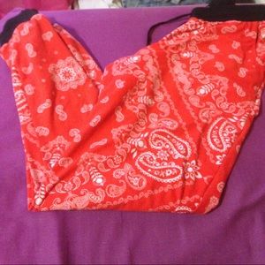 Red bandana joggers