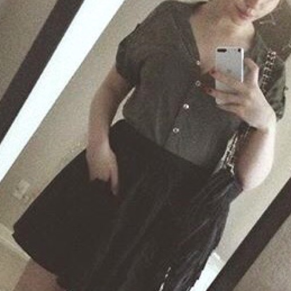 Army green button up crop top