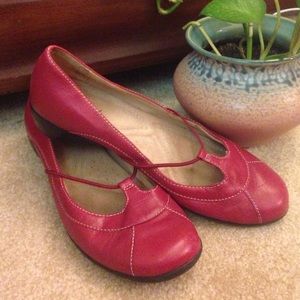 Naturalizer 8 Red Leather Flats Shoes