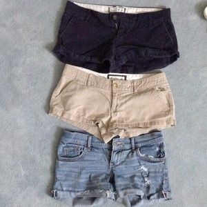 Bundle of 3 Abercrombie shorts navy, khaki, denim