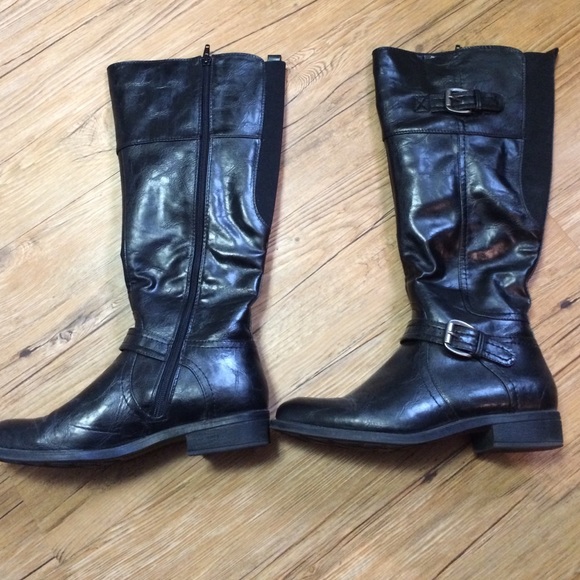 Black leather boots