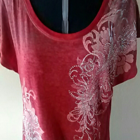 Maurices Tops - Burgundy flowers and bling