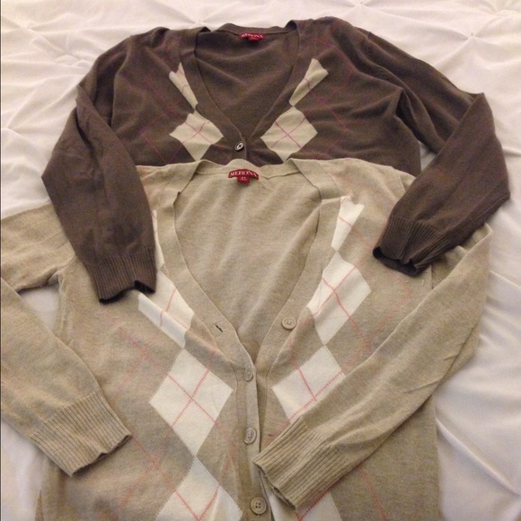 2 argyle print cardigans!