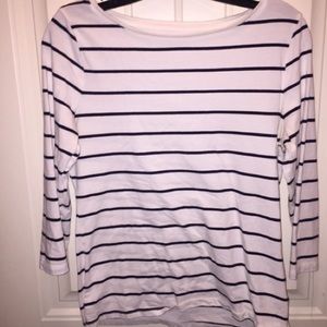 White and Navy Striped Women's Shirt