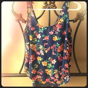 Pink Rose tank top w/ zip back