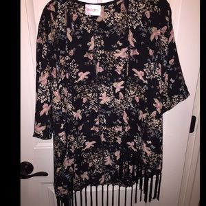 black fringed kimono