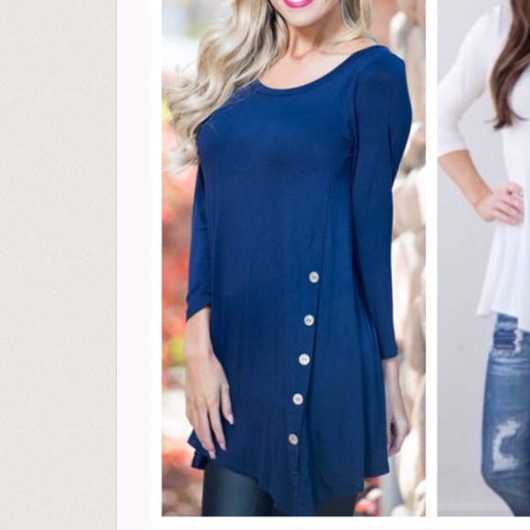 2 a T Boutique  Tops - Navy side button tunic