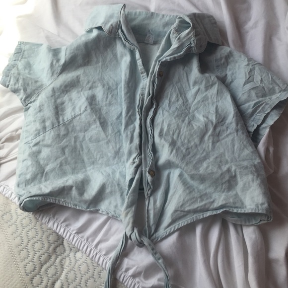 AA collared button down crop