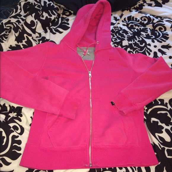 Pink Nike zip up hoodie