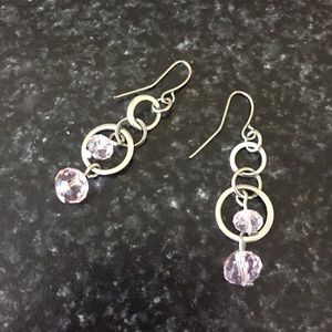 Pink and silver drop earrings