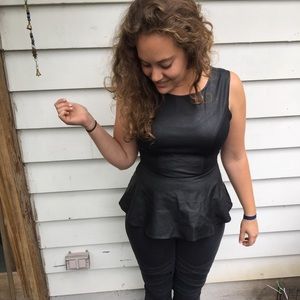 Pleather Peplum Top