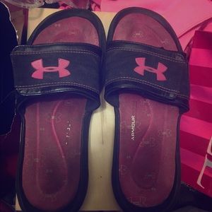Pink Under Armour slides