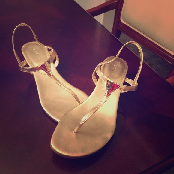 Gold wedge heels
