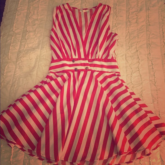 Red and White Candy Striped Dress
