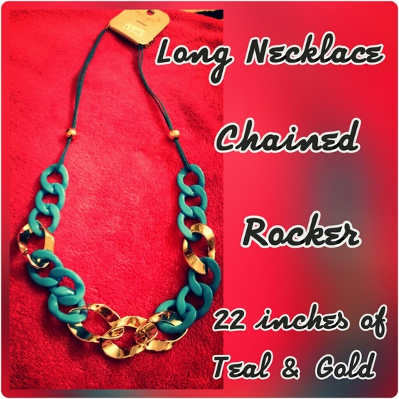 🎀 🍬🍬🍬Teal Chained Statement Necklace🍬🍬🍬 - Picture 2 of 3