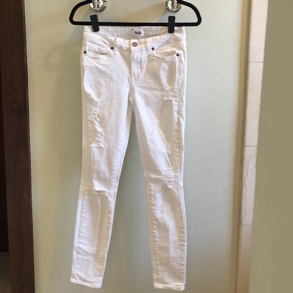 Paige distressed skinny jeans