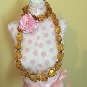 Glass Amber necklace and bracelet set