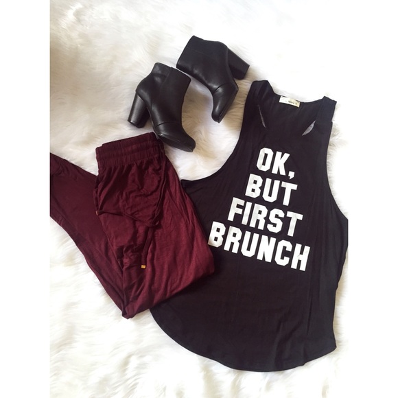 🚫BUNDLED🚫 Black & Burgundy Joggers - Picture 3 of 3