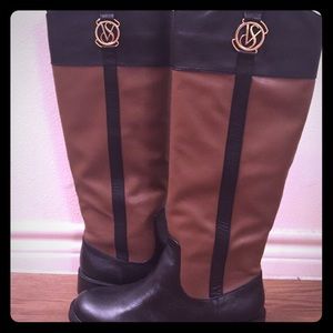 Victoria's Secret Peanut and Black Riding Boot