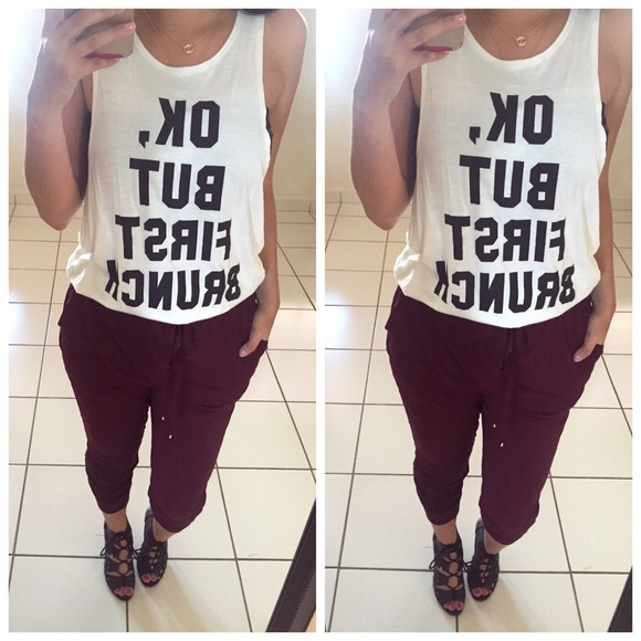 ❌SOLD OUT❌ "Ok, but first brunch" Muscle Tank - Picture 2 of 3