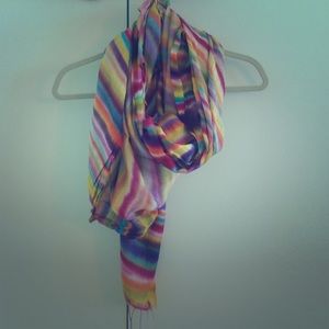 Anthropologists vibrant rainbow hand dyed scarf