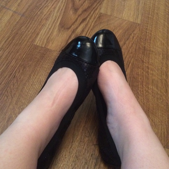 black sparkly flats