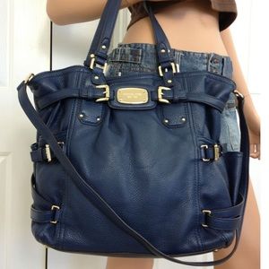 MICHAEL KORS Large Gansevoort Navy Leather tote.