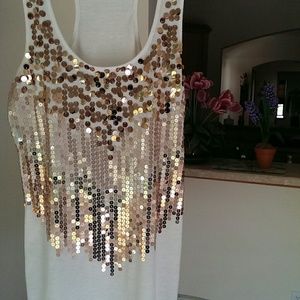 Gold sequin tank top