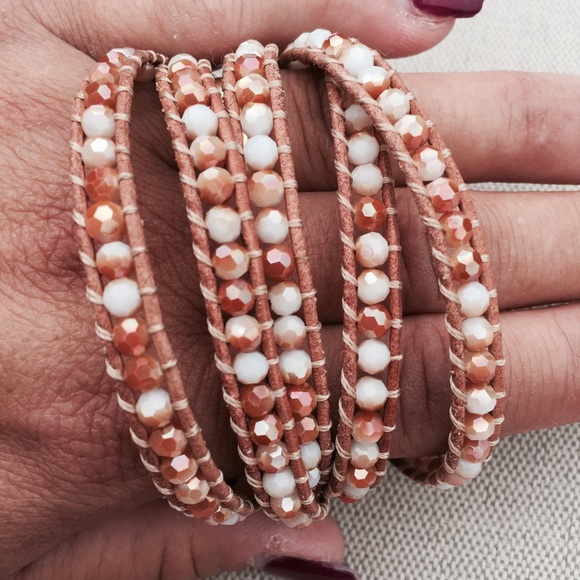Victoria Emerson beaded leather wrap bracelet