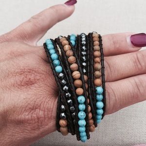 Victoria Emerson beaded leather wrap bracelet