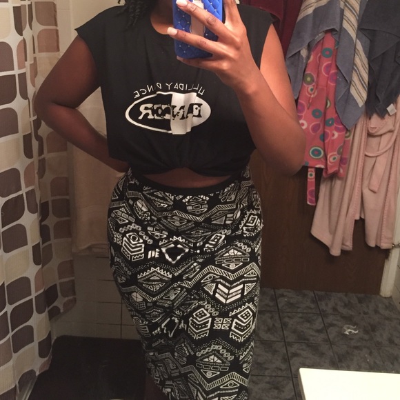 High waisted astec midi skirt