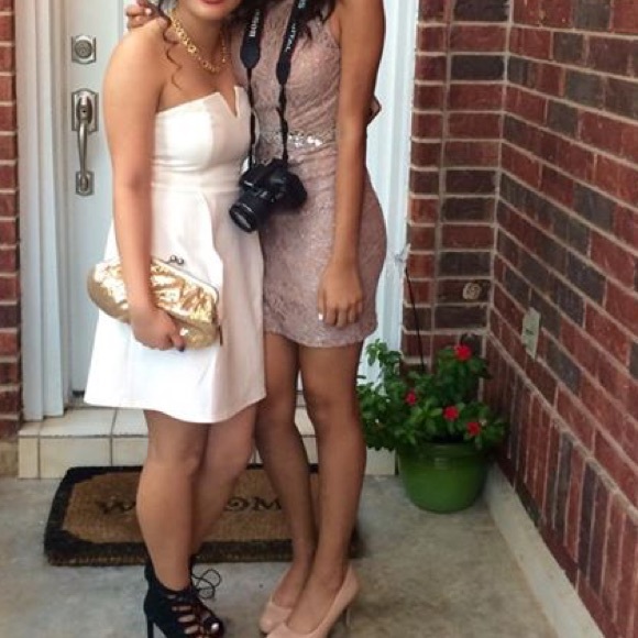 Lace nude / taupe formal dress - Picture 3 of 4