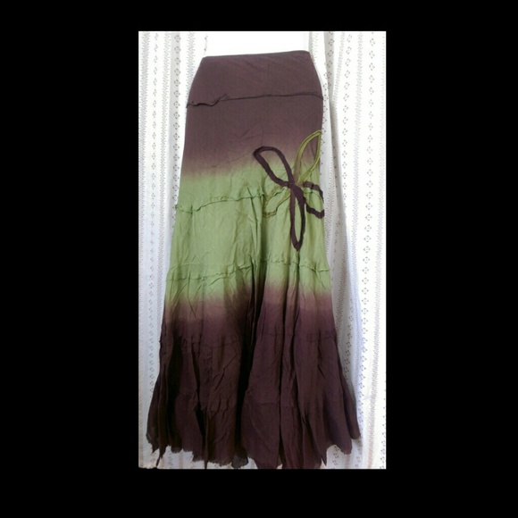 Green and brown flowing skirt