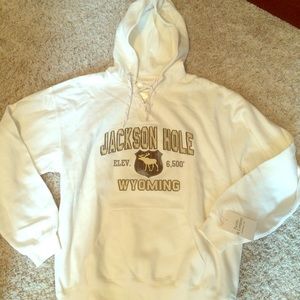 Jackson hole white hoodie sz large brand new