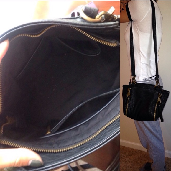 FP Black Vegan Leather Shoulder Purse with Zippers - Picture 4 of 4