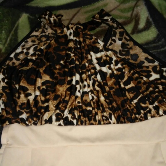 top lepered print dress with a tan bottom