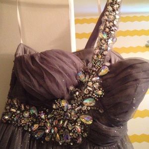 grey sequence one strap homecoming dress