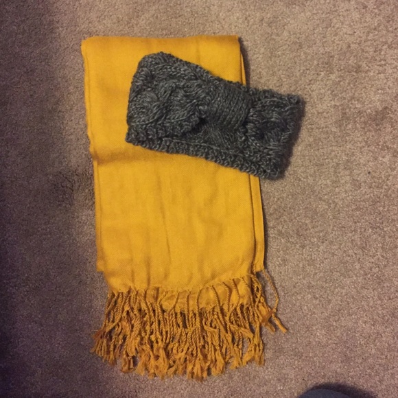 Accessories - Gold scarfs and earmuff bundle
