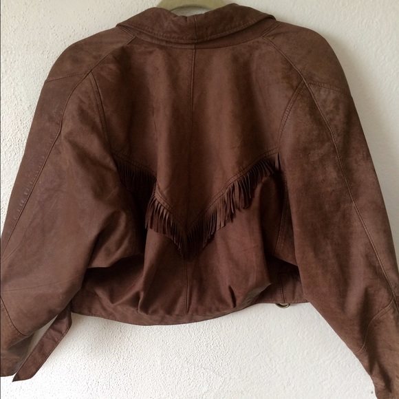 Vintage tan brown genuine leather jacket! Fringed - Picture 2 of 4