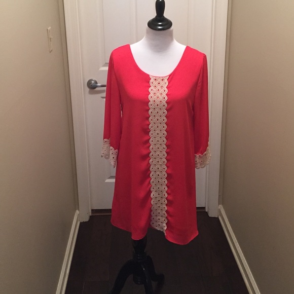 Coral shift dress