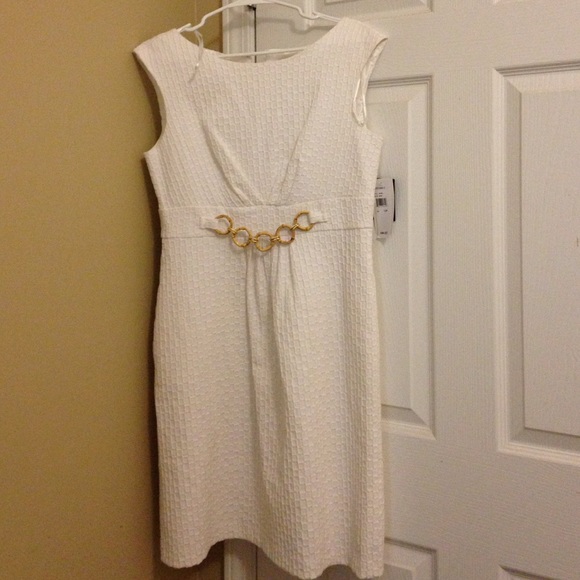 Beautiful White Dress with wooden embellishments