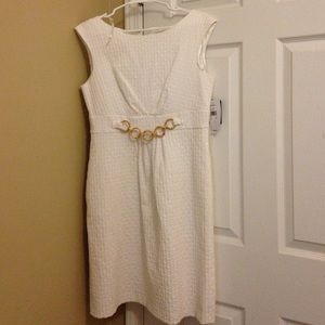 Beautiful White Dress with wooden embellishments