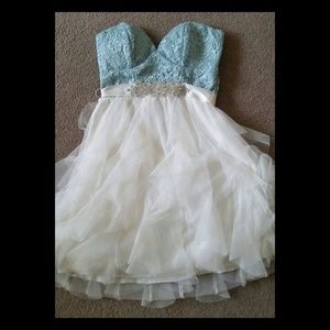 Blue and white prom dress