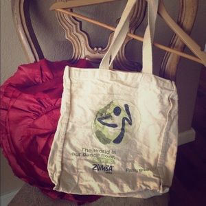 Zumba tote bag, hair clips, ring & keychain